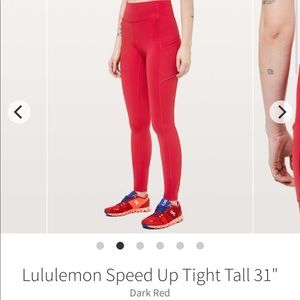 Lululemon Speed Up Tight Tall 31 Dark Red Size 8
